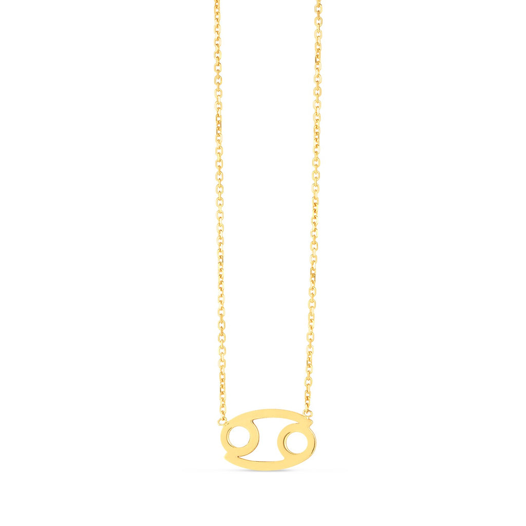 14K Yellow Gold Cancer Birthsign Necklace 18"