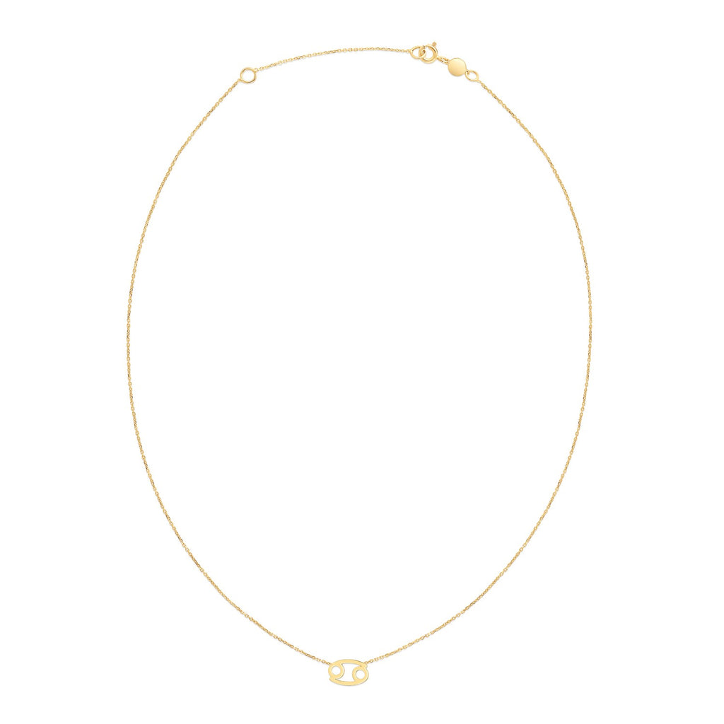 14K Yellow Gold Cancer Birthsign Necklace 18"