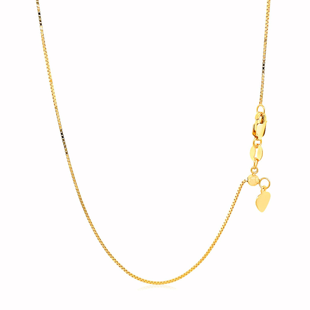 14k Yellow Gold Adjustable Box Chain (0.70 mm) 22"