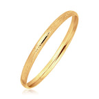 14k Yellow Gold Dome Style Childrens Bangle with Diamond Cuts (5.50 mm) 5.5"