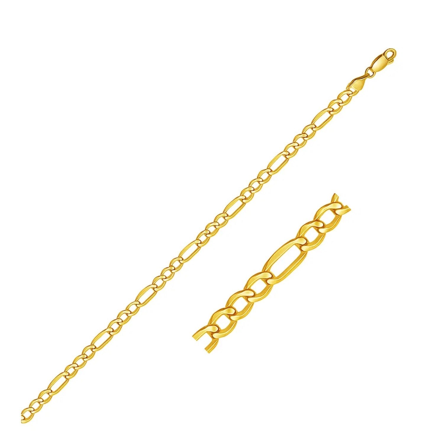 14k Yellow Gold Lite Figaro Bracelet (4.70 mm) 7"