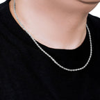 14k White Gold Solid Diamond Cut Rope Chain (3.00 mm)