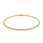 14k Yellow Gold Solid Diamond Cut Rope Bracelet (2.50 mm)