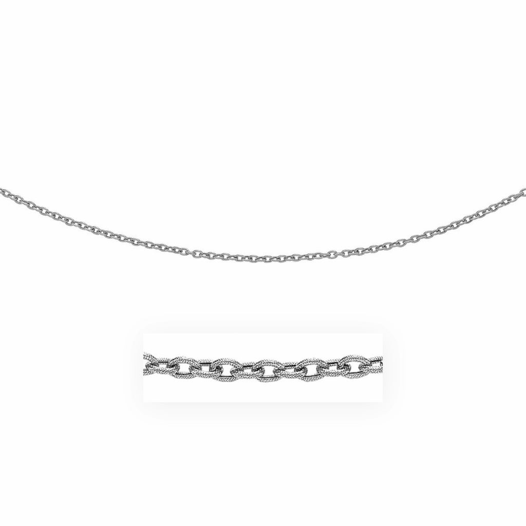 14k White Gold Pendant Chain with Textured Links (2.90 mm) 18"