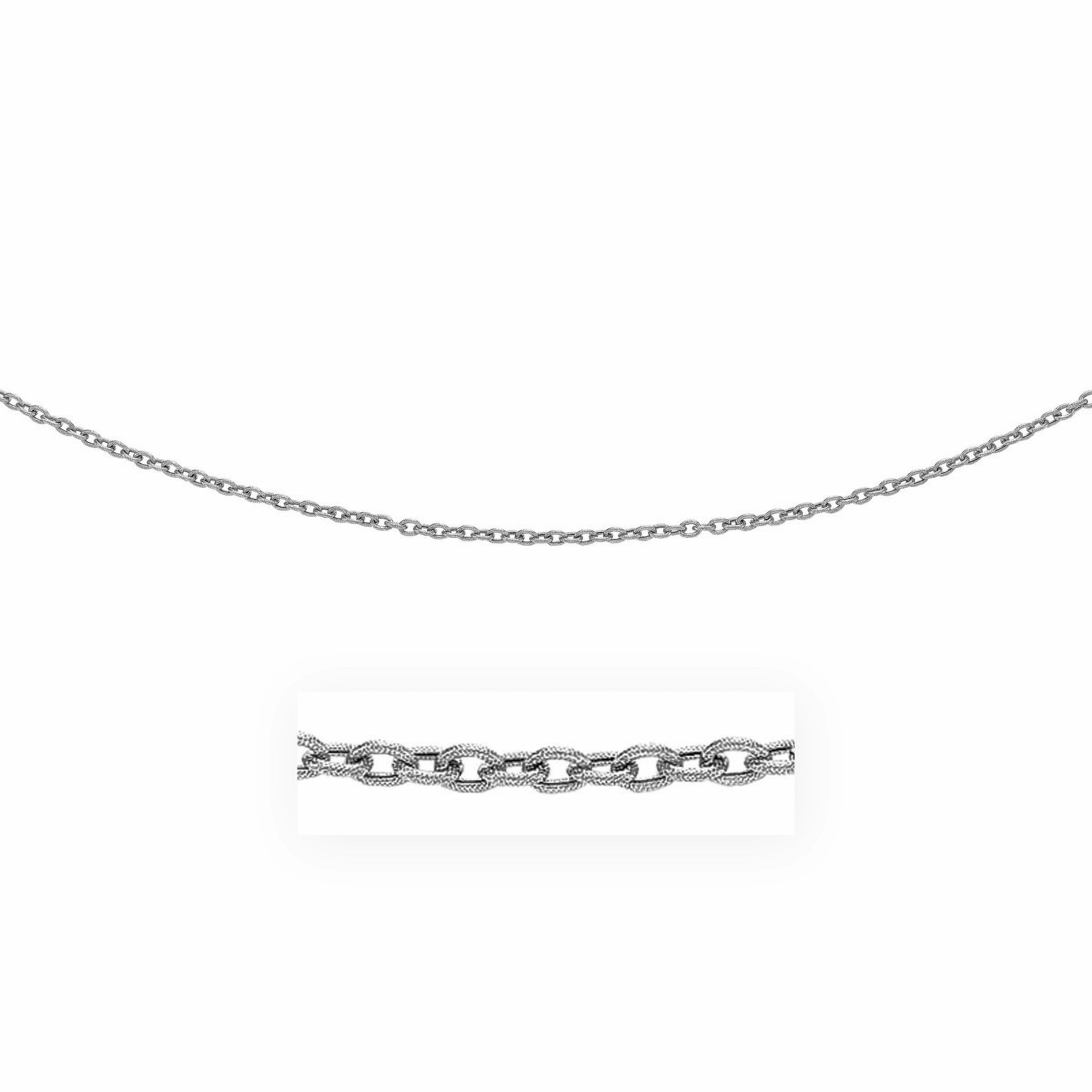 14k White Gold Pendant Chain with Textured Links (2.90 mm) 18"