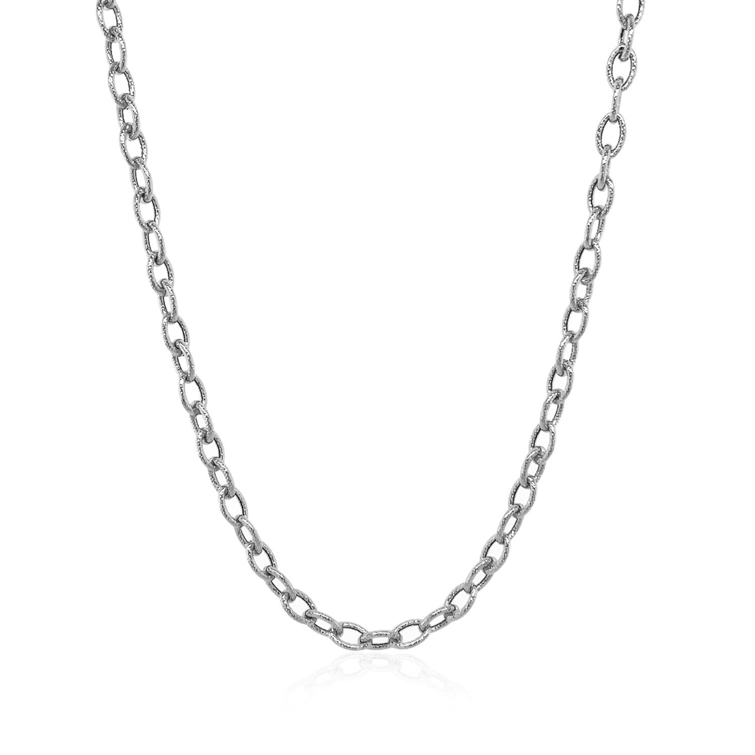 14k White Gold Pendant Chain with Textured Links (2.90 mm) 18"