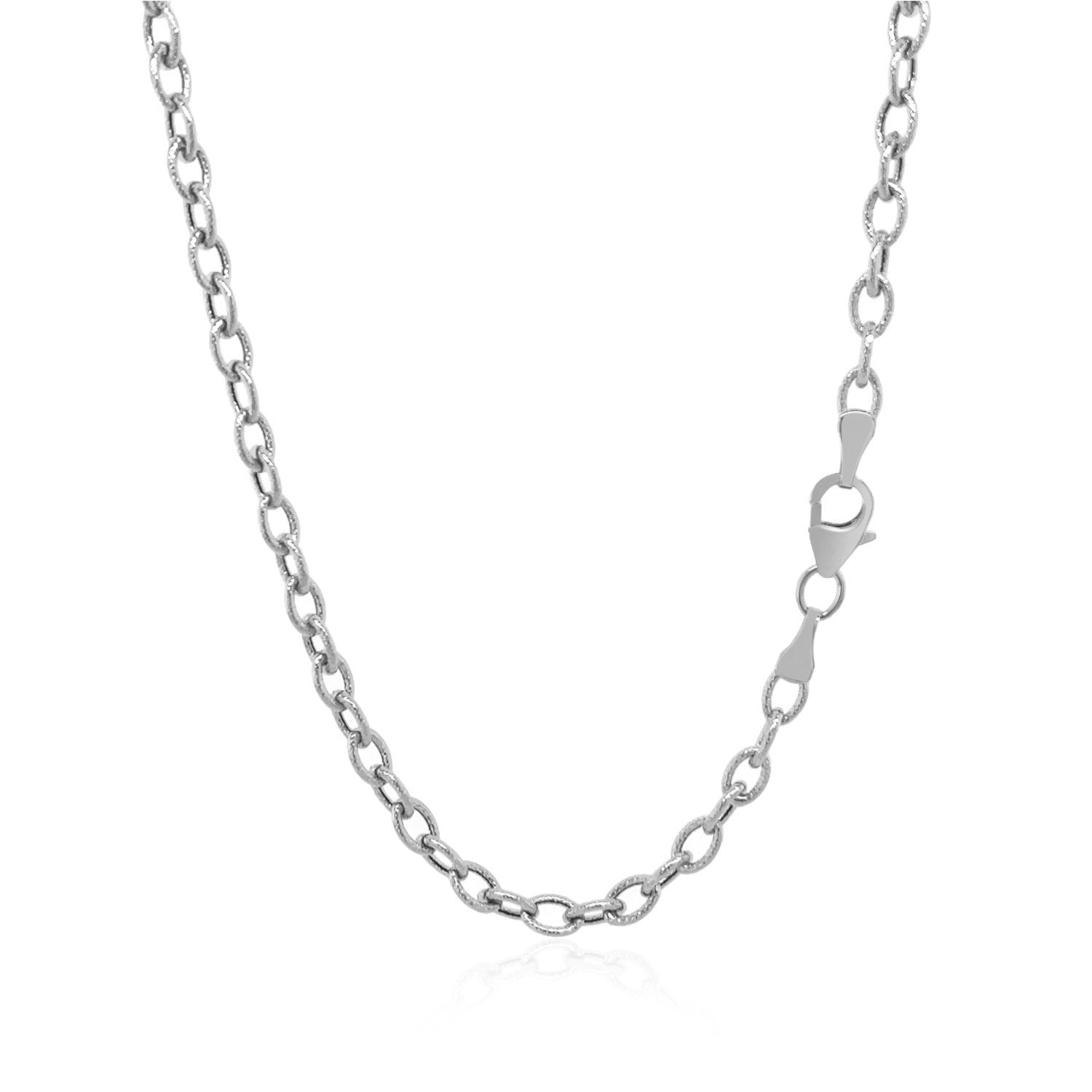 14k White Gold Pendant Chain with Textured Links (2.90 mm) 18"