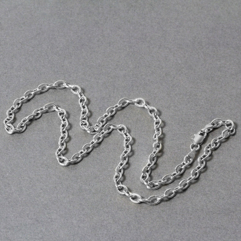 14k White Gold Pendant Chain with Textured Links (2.90 mm) 18"