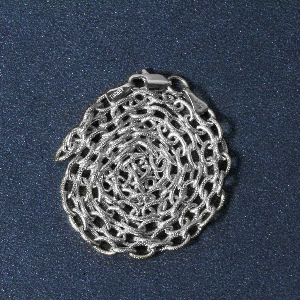 14k White Gold Pendant Chain with Textured Links (2.90 mm) 18"