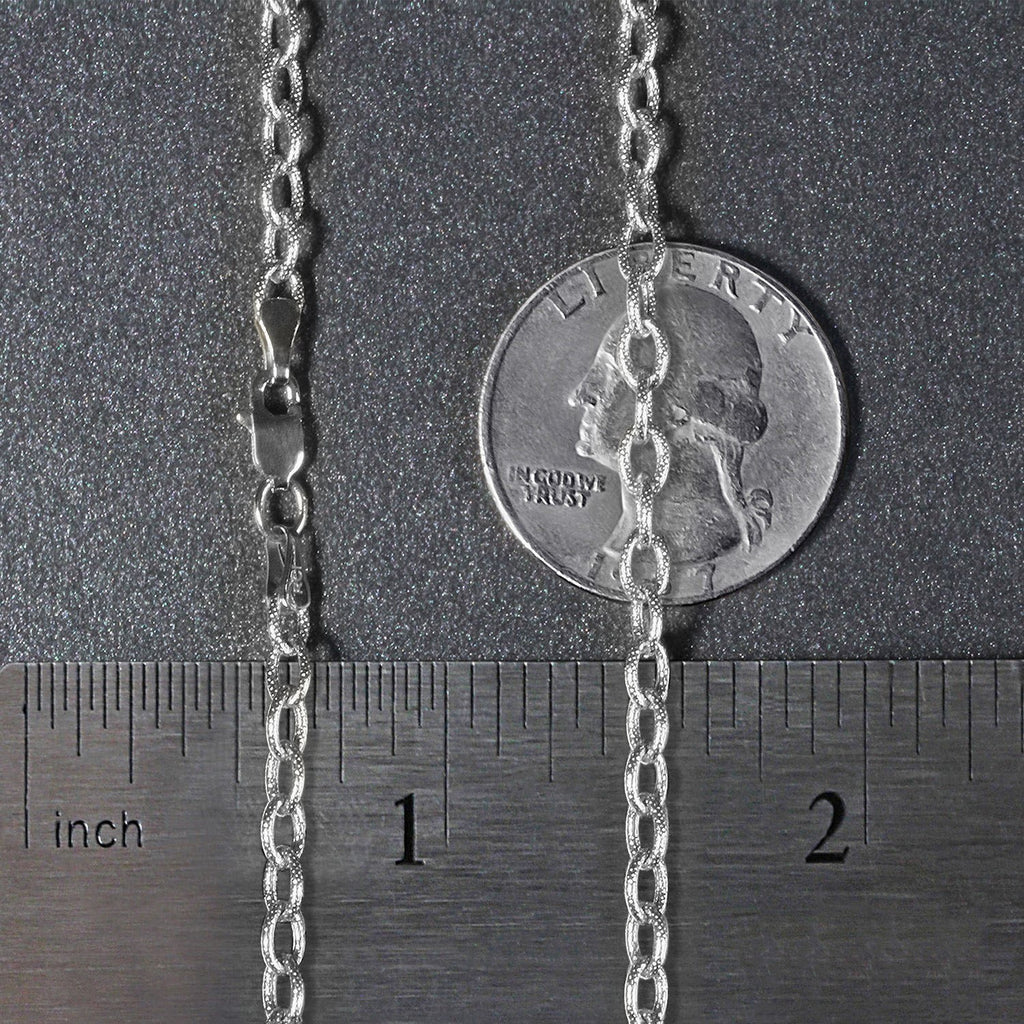 14k White Gold Pendant Chain with Textured Links (2.90 mm) 18"