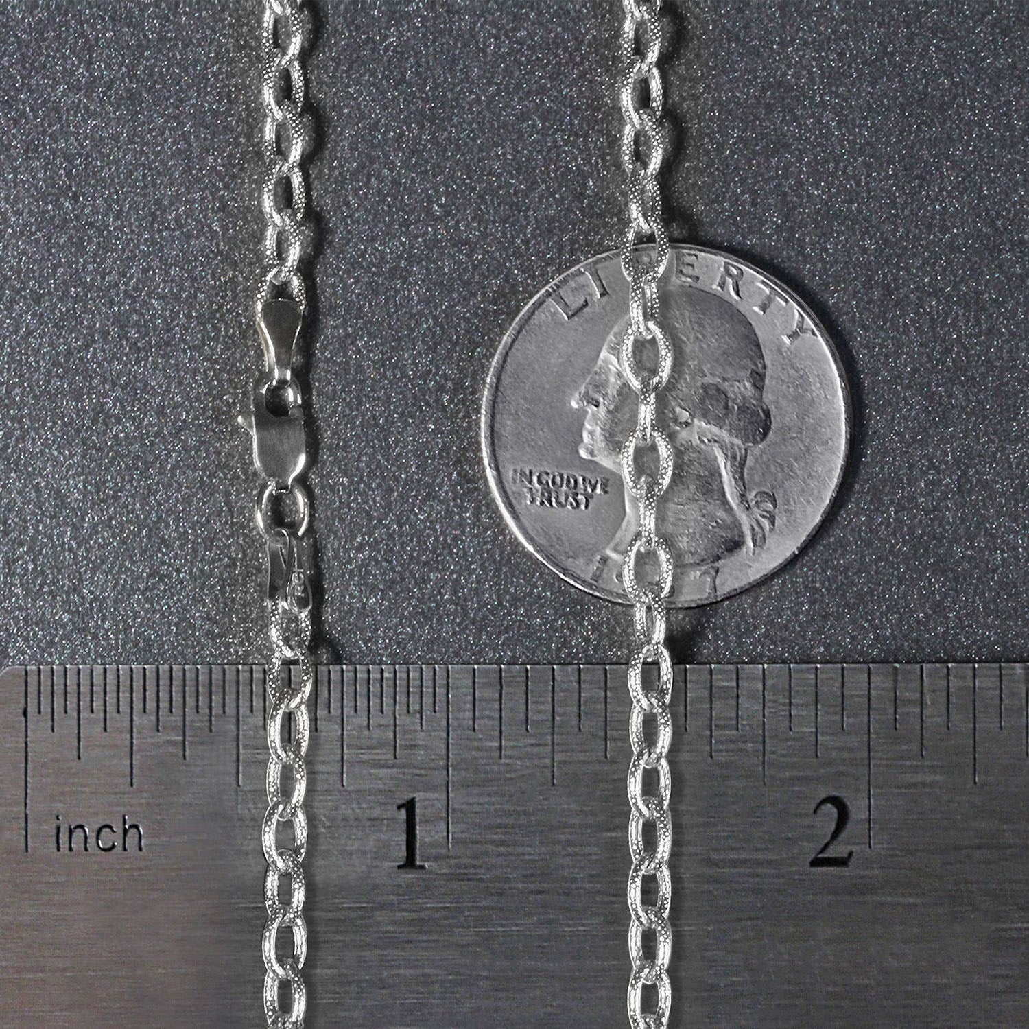 14k White Gold Pendant Chain with Textured Links (2.90 mm) 18"