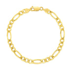 14k Yellow Gold Solid Figaro Bracelet (4.50 mm)
