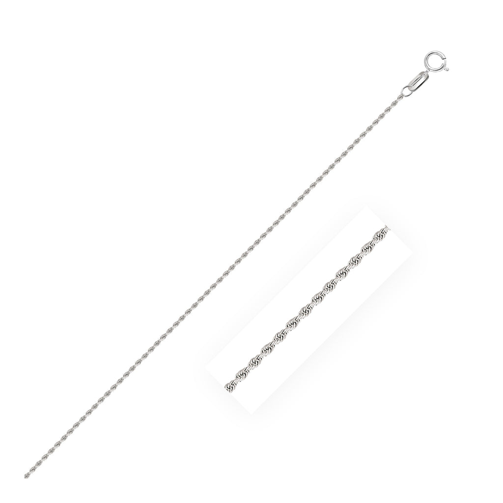 14k White Gold Solid Diamond Cut Rope Chain 1.4mm