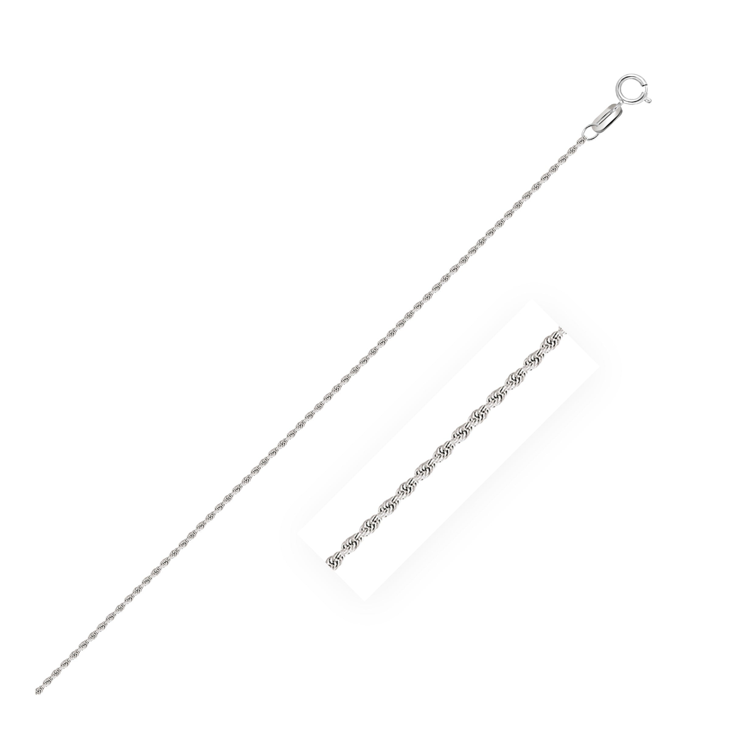 14k White Gold Solid Diamond Cut Rope Chain 1.4mm