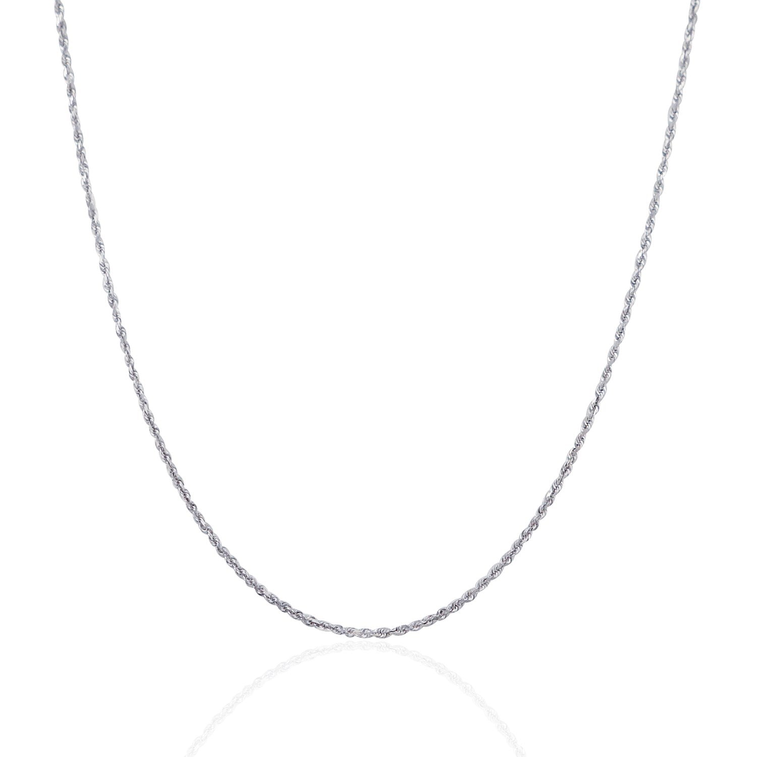 14k White Gold Solid Diamond Cut Rope Chain 1.4mm