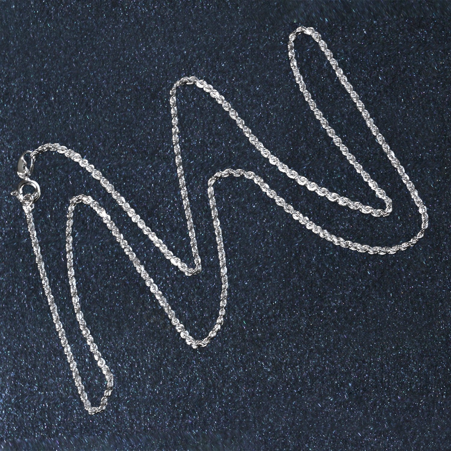 14k White Gold Solid Diamond Cut Rope Chain 1.4mm