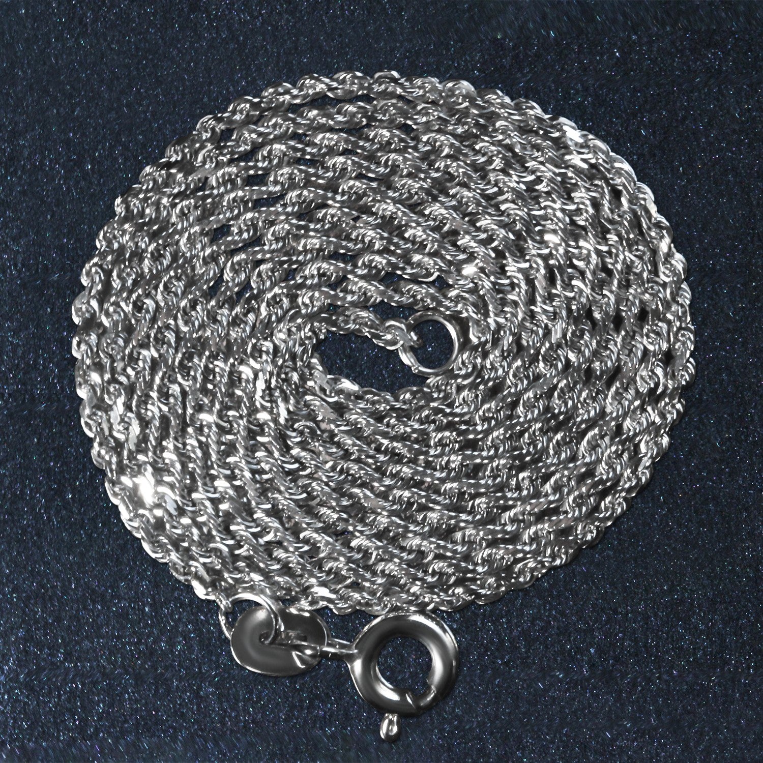 14k White Gold Solid Diamond Cut Rope Chain 1.4mm