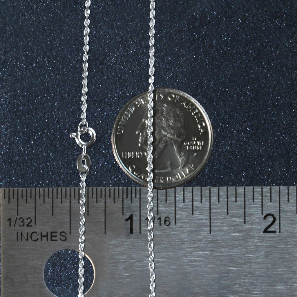 14k White Gold Solid Diamond Cut Rope Chain 1.4mm