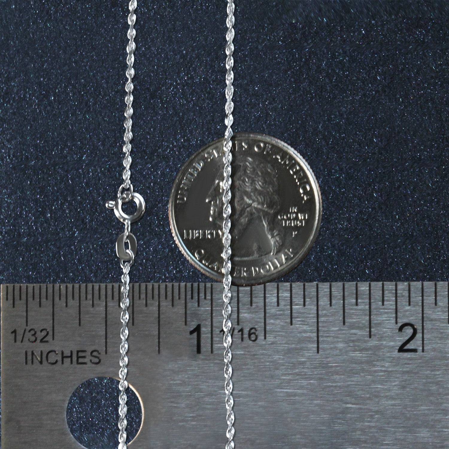 14k White Gold Solid Diamond Cut Rope Chain 1.4mm