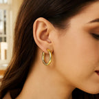 14K Yellow Gold Twisted Large Hoop Earrings