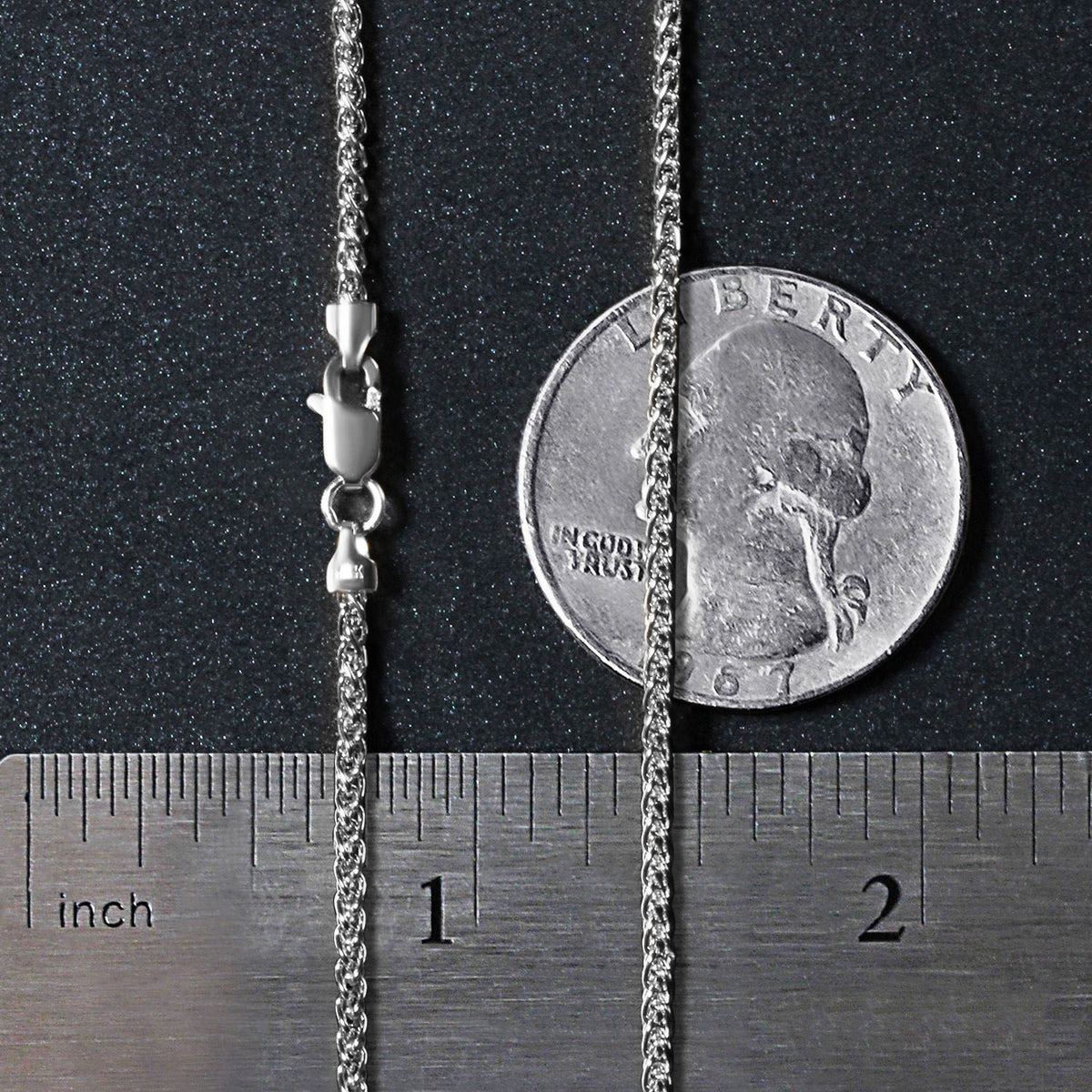 14k White Gold Round Wheat Chain (1.5 mm)