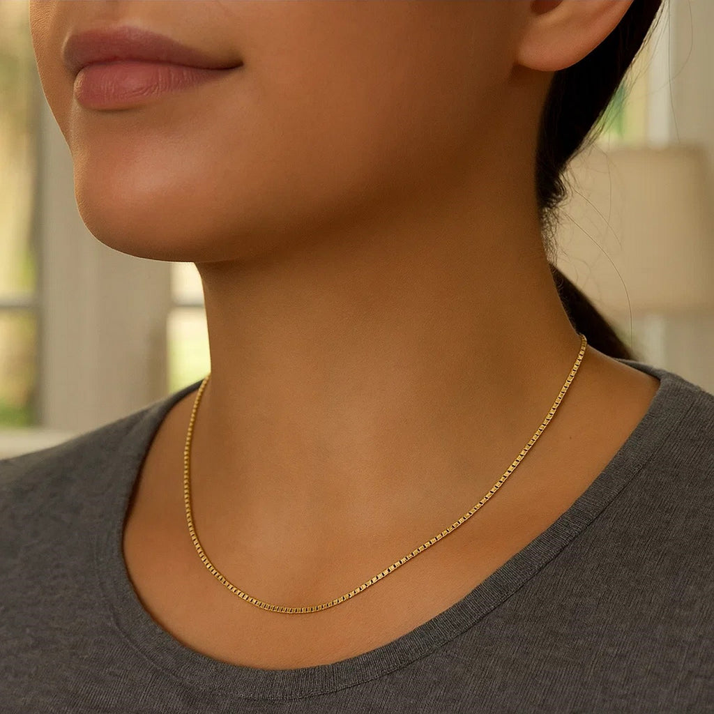 14k Yellow Gold Classic Box Chain (0.60 mm) Lobster Clasp