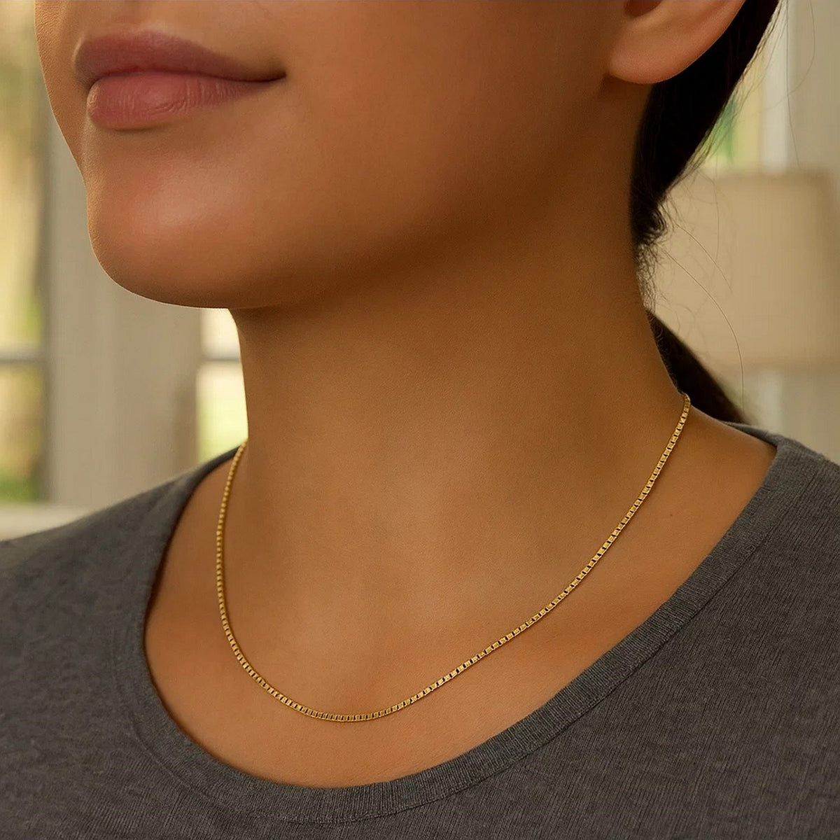 14k Yellow Gold Classic Box Chain (0.60 mm) Lobster Clasp