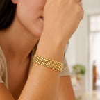 14k Yellow Gold Flexible Panther Line Bracelet (9.00 mm)