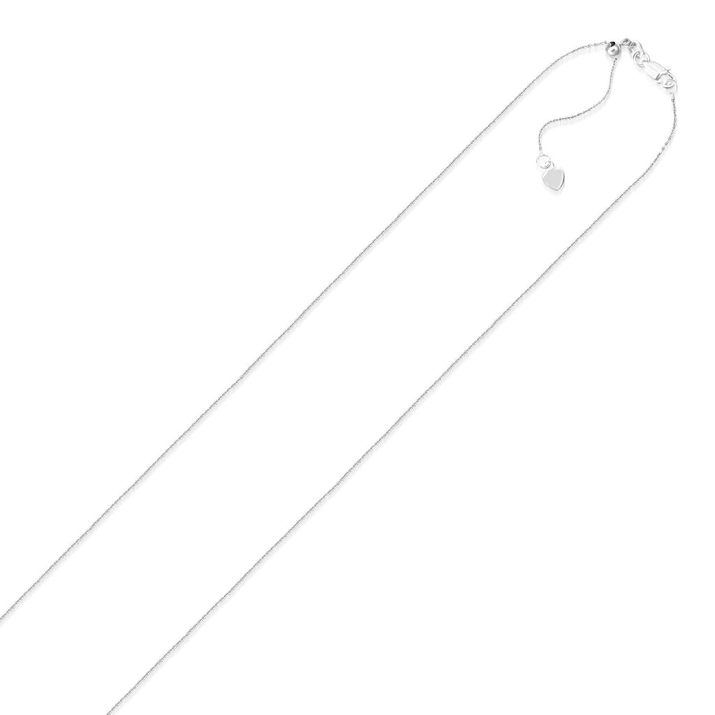 14k White Gold Adjustable Cable Chain (1.10 mm) Lobster Clasp