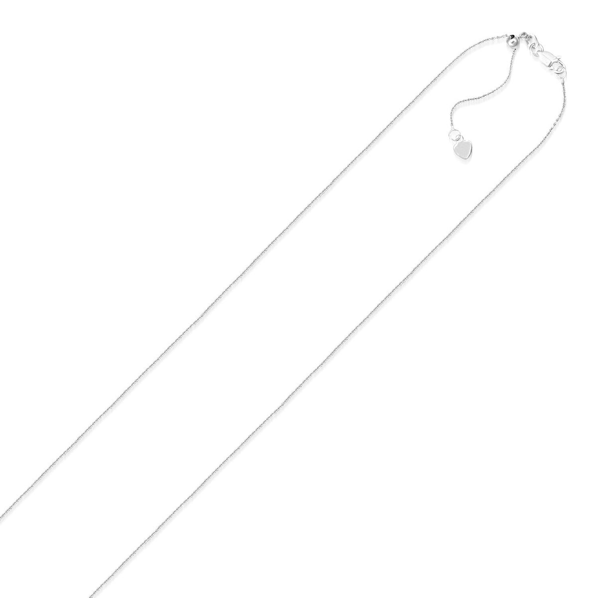 14k White Gold Adjustable Cable Chain (1.10 mm) Lobster Clasp