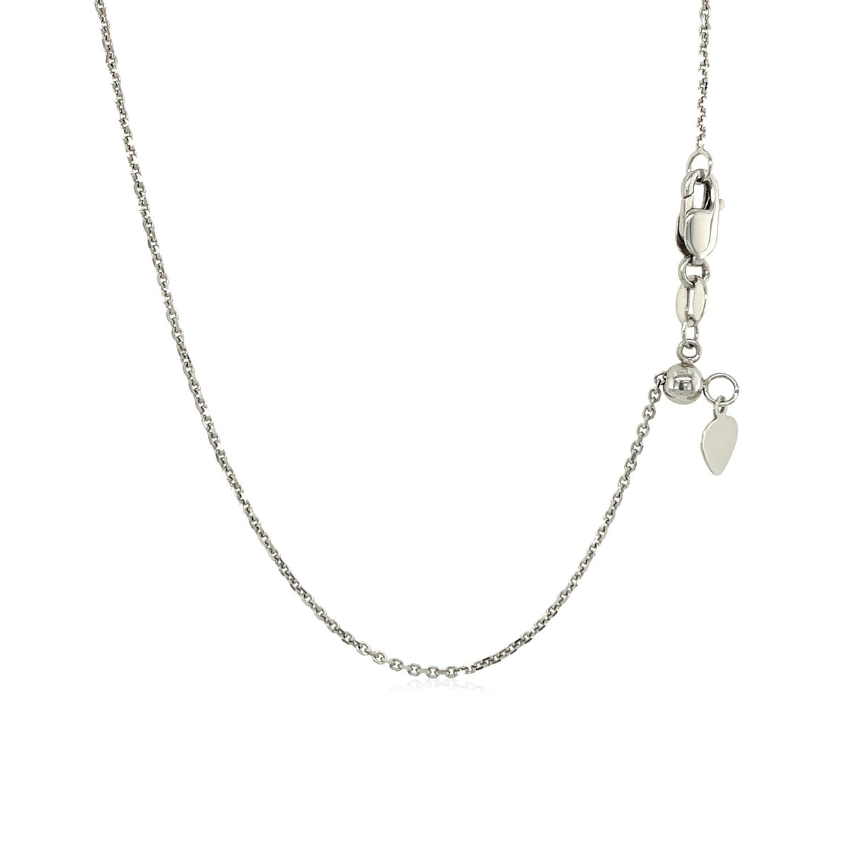 14k White Gold Adjustable Cable Chain (1.10 mm) Lobster Clasp