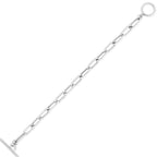 Sterling Silver Rhodium Plated Paperclip Toggle Bracelet (10.20 mm)