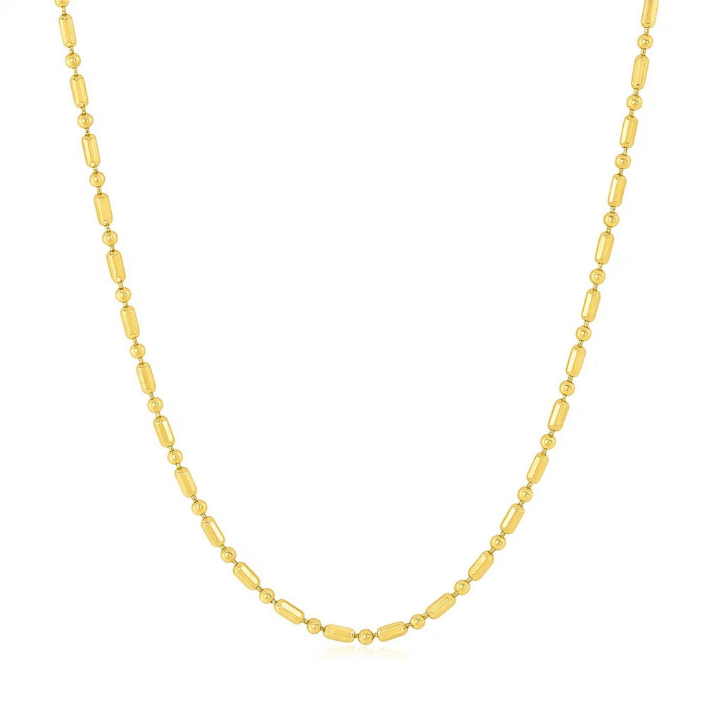 14k Yellow Gold Diamond-Cut Alternating Bead Chain (1.30 mm)