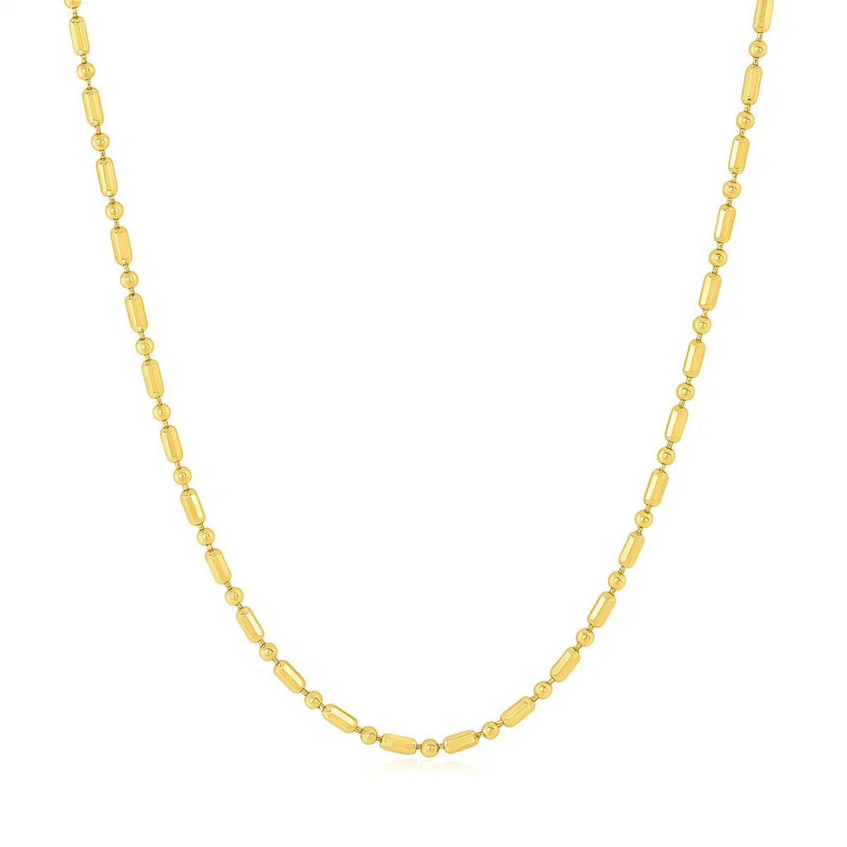 14k Yellow Gold Diamond-Cut Alternating Bead Chain (1.30 mm)