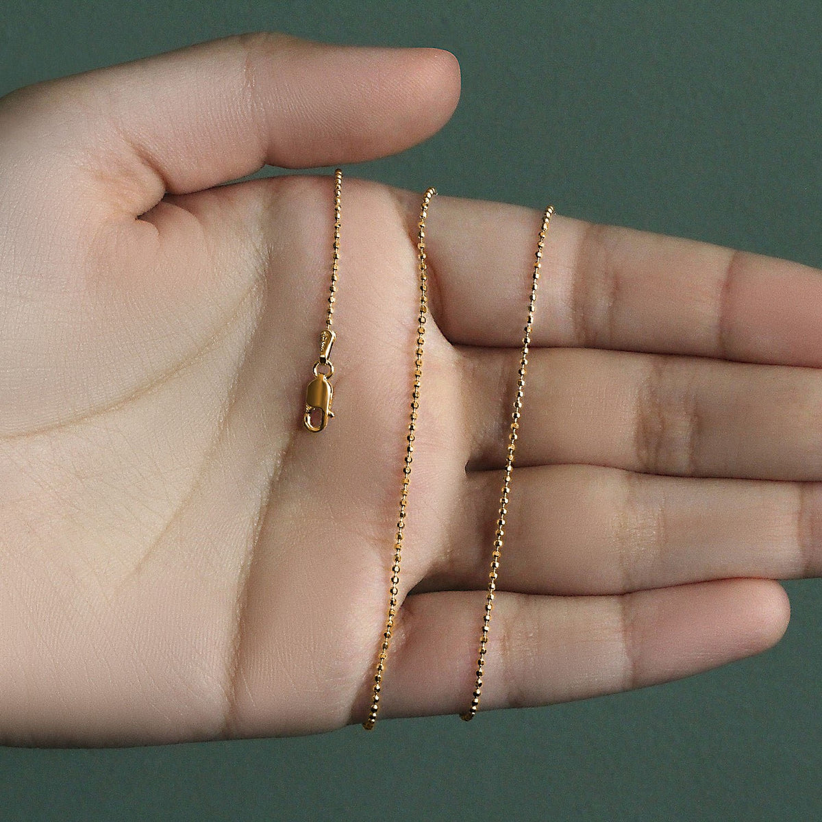 14k Yellow Gold Diamond-Cut Bead Chain (1.10 mm)