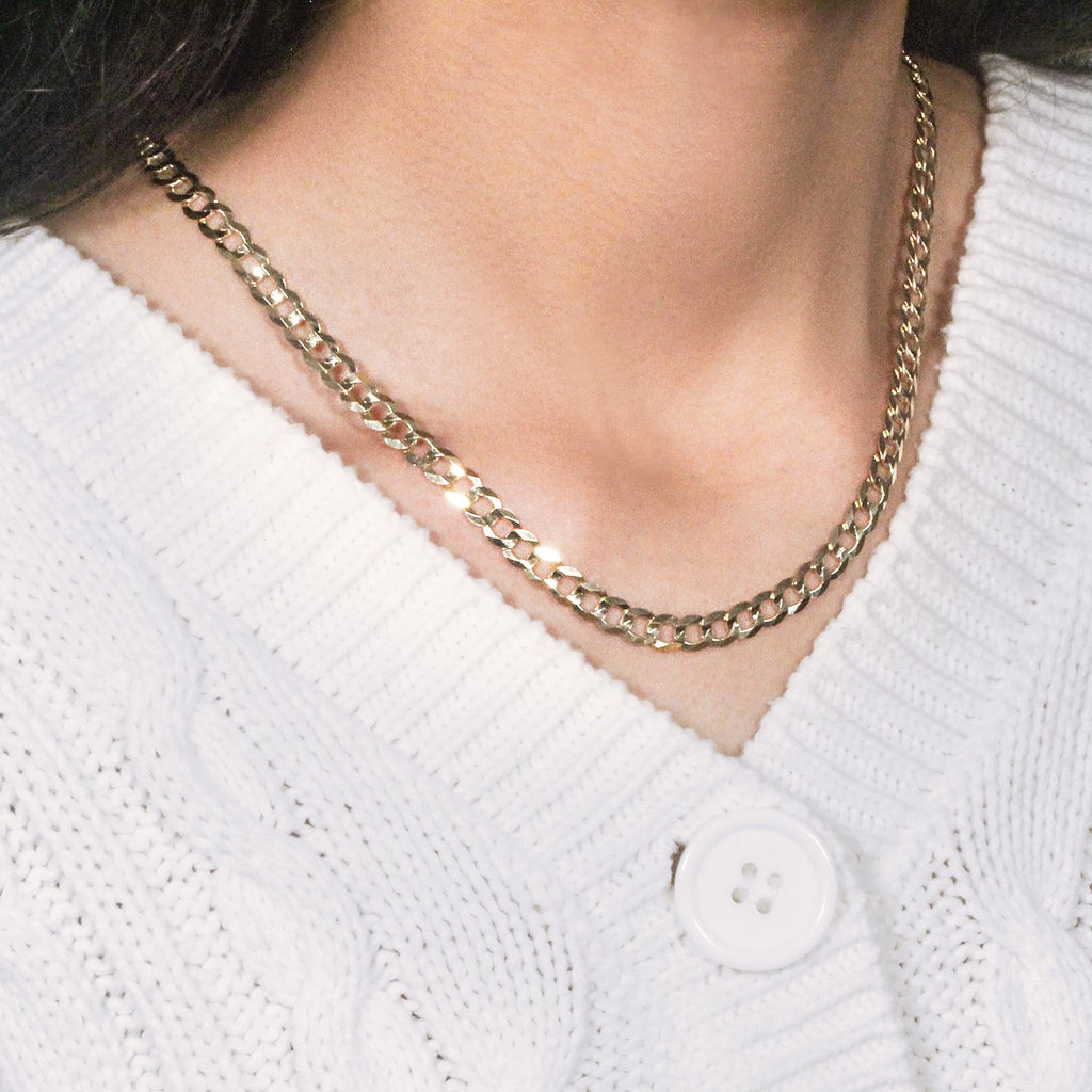 14k Yellow Gold Solid Curb Chain (5.70 mm)