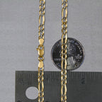 14K Yellow Gold Solid Pave Figaro Chain (3.80 mm)