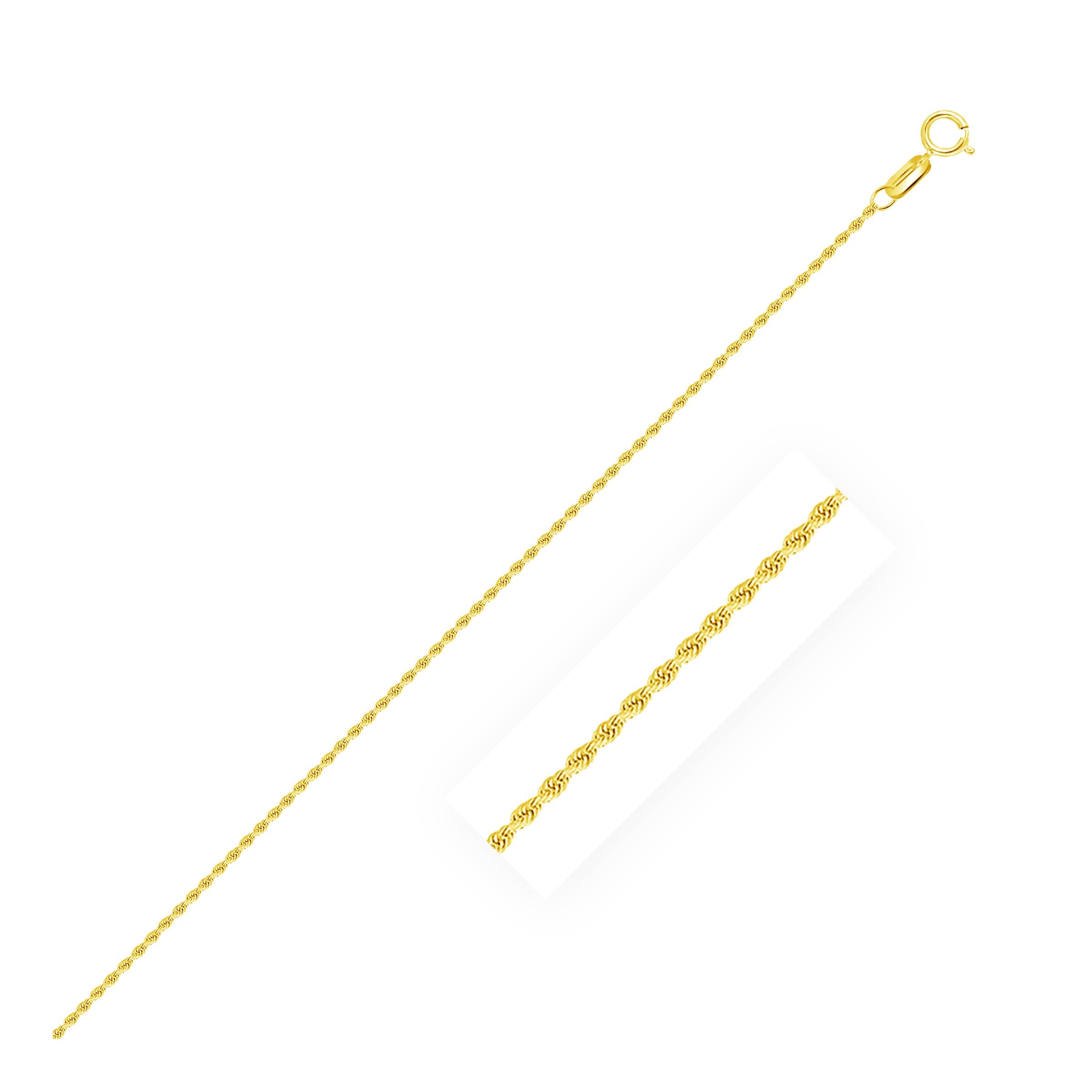 14k Yellow Gold Solid Diamond Cut Rope Chain 1.4mm
