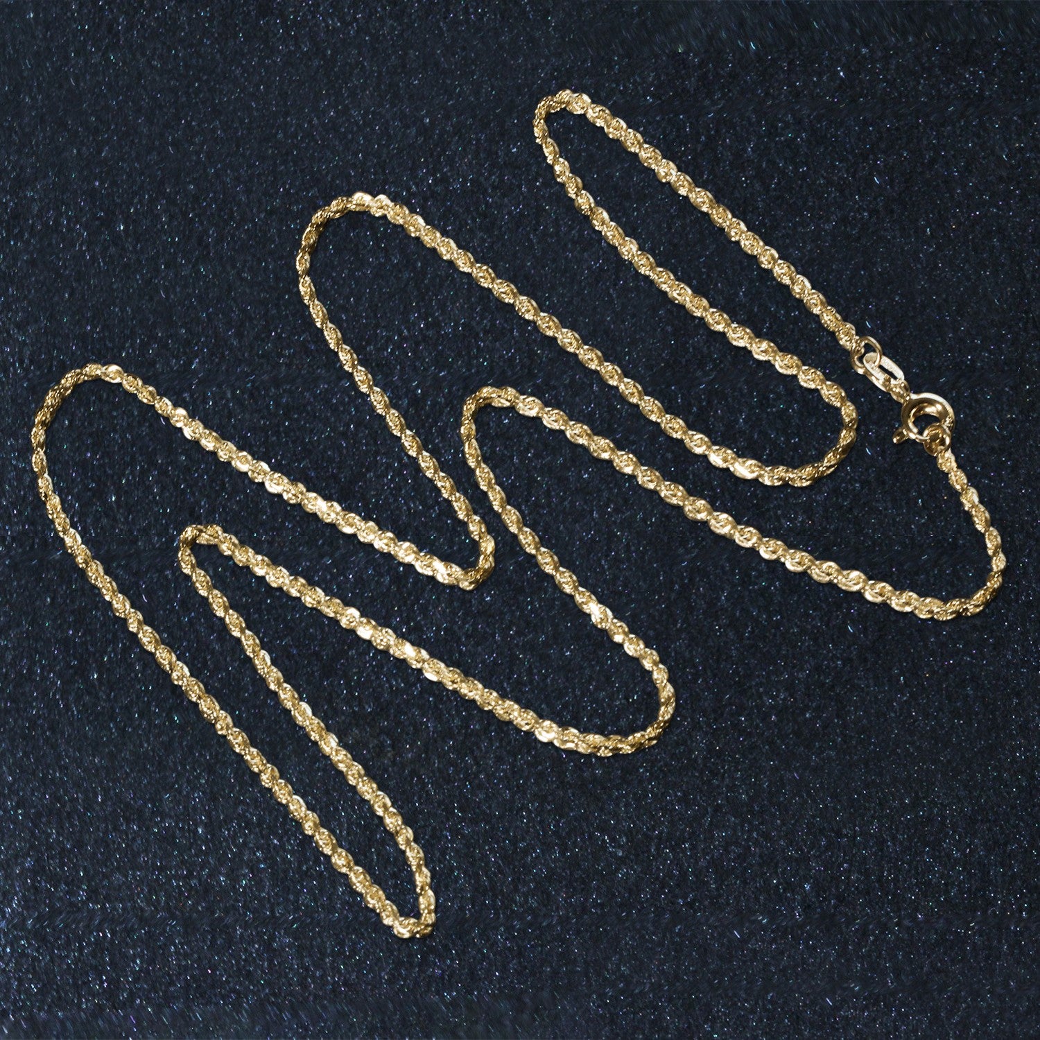 14k Yellow Gold Solid Diamond Cut Rope Chain 1.4mm
