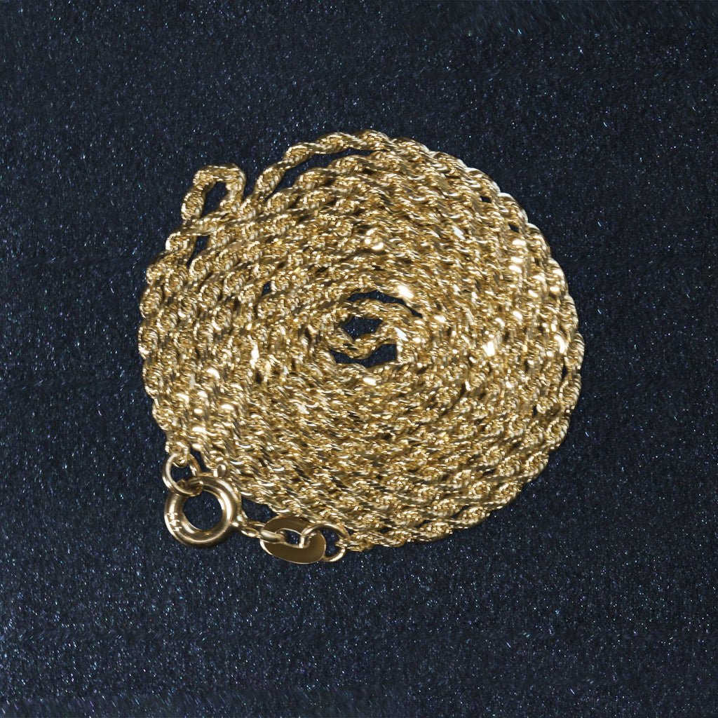 14k Yellow Gold Solid Diamond Cut Rope Chain 1.4mm