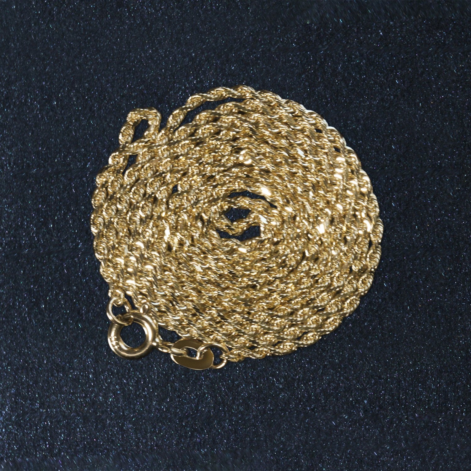 14k Yellow Gold Solid Diamond Cut Rope Chain 1.4mm