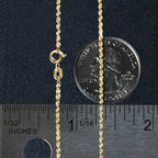 14k Yellow Gold Solid Diamond Cut Rope Chain 1.4mm
