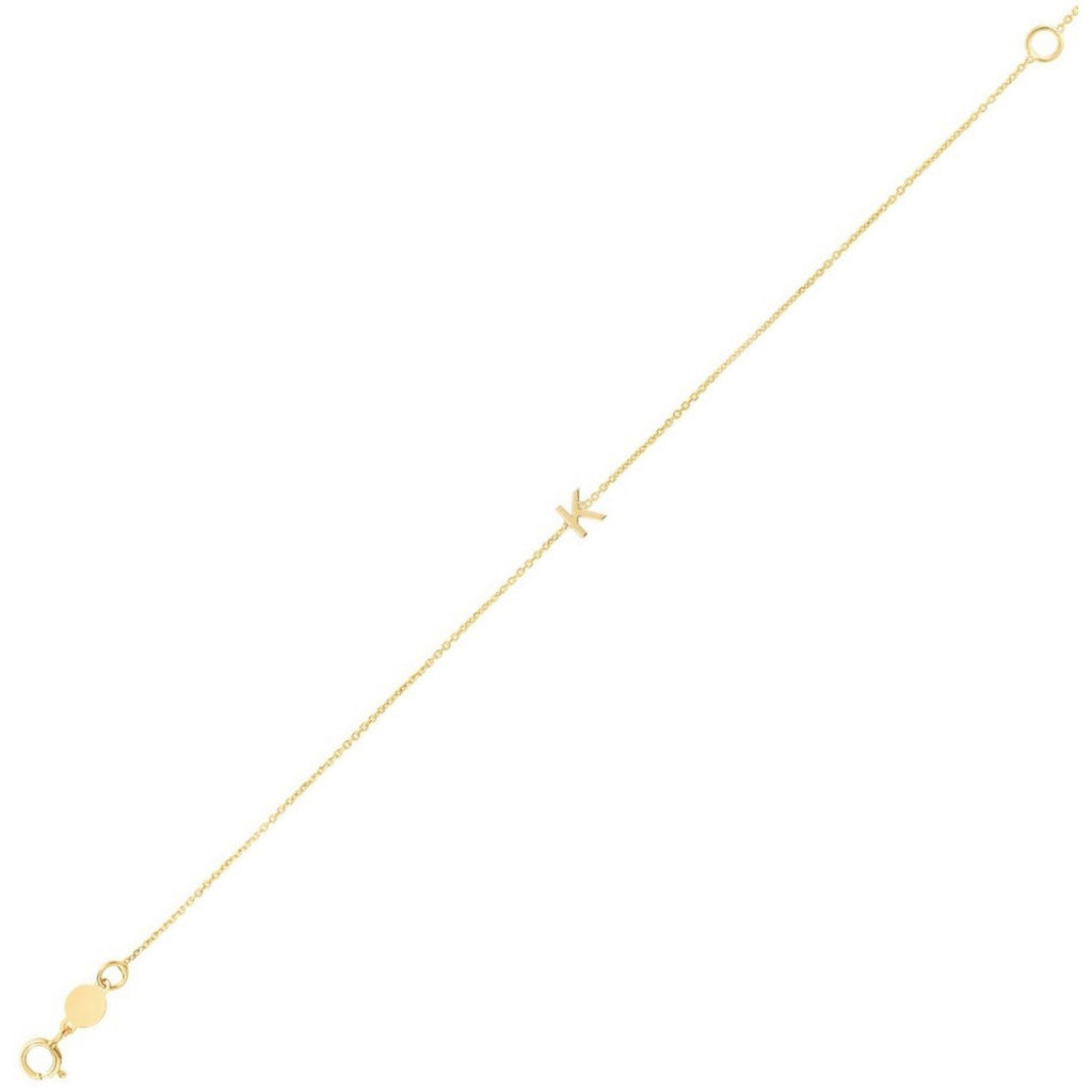 Gold Mini Initial K Bracelet