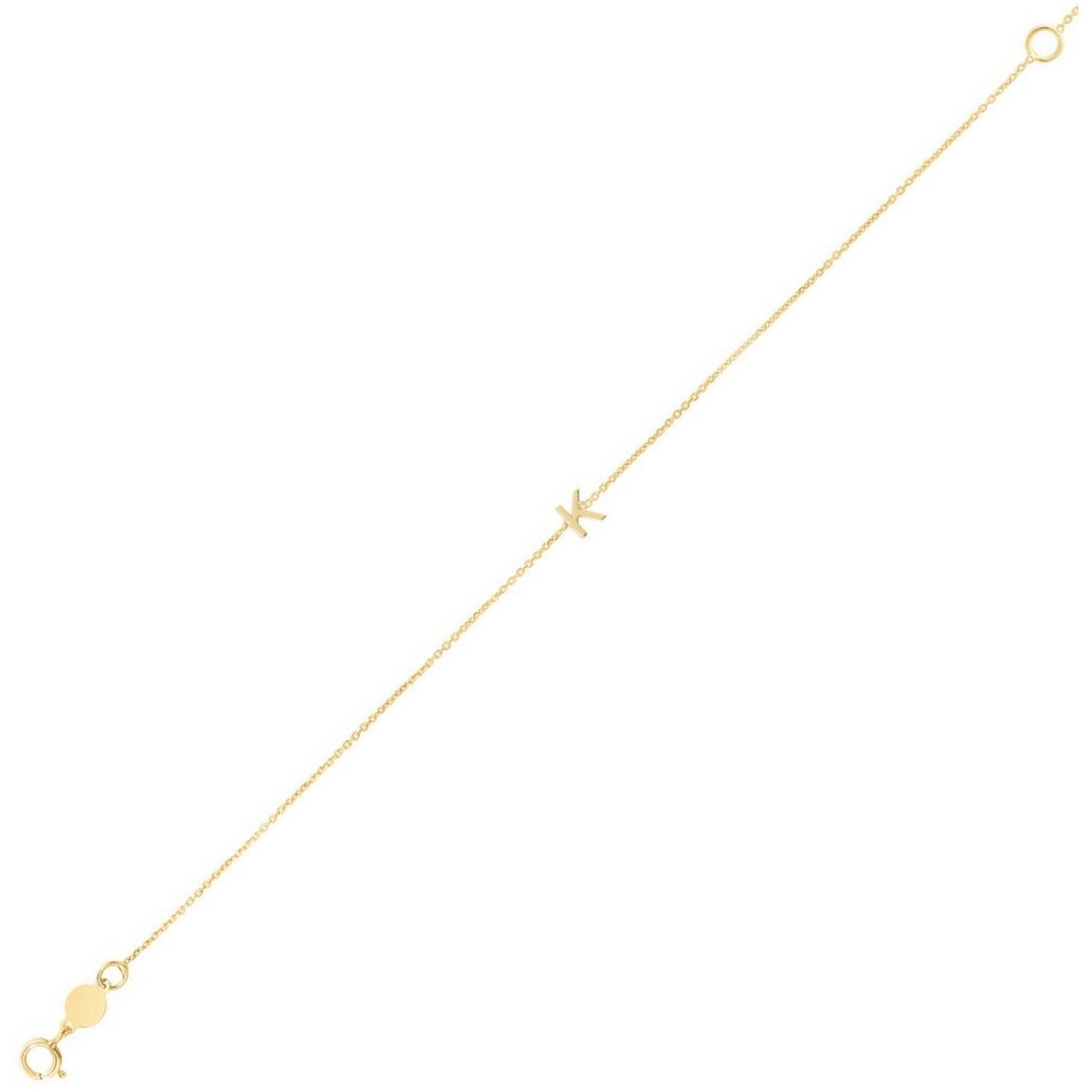 Gold Mini Initial K Bracelet