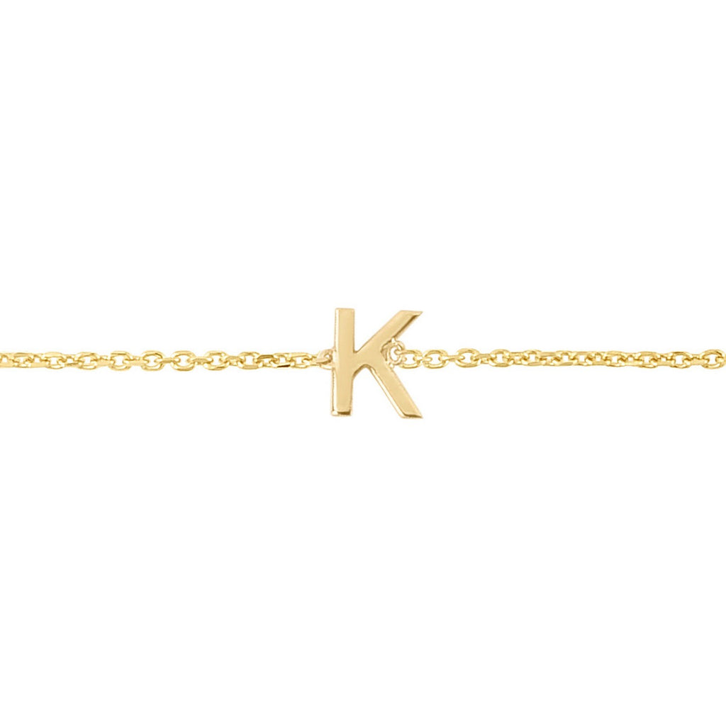Gold Mini Initial K Bracelet