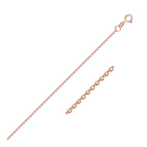 14k Rose Gold Diamond Cut Cable Link Chain 1.1mm Spring Ring