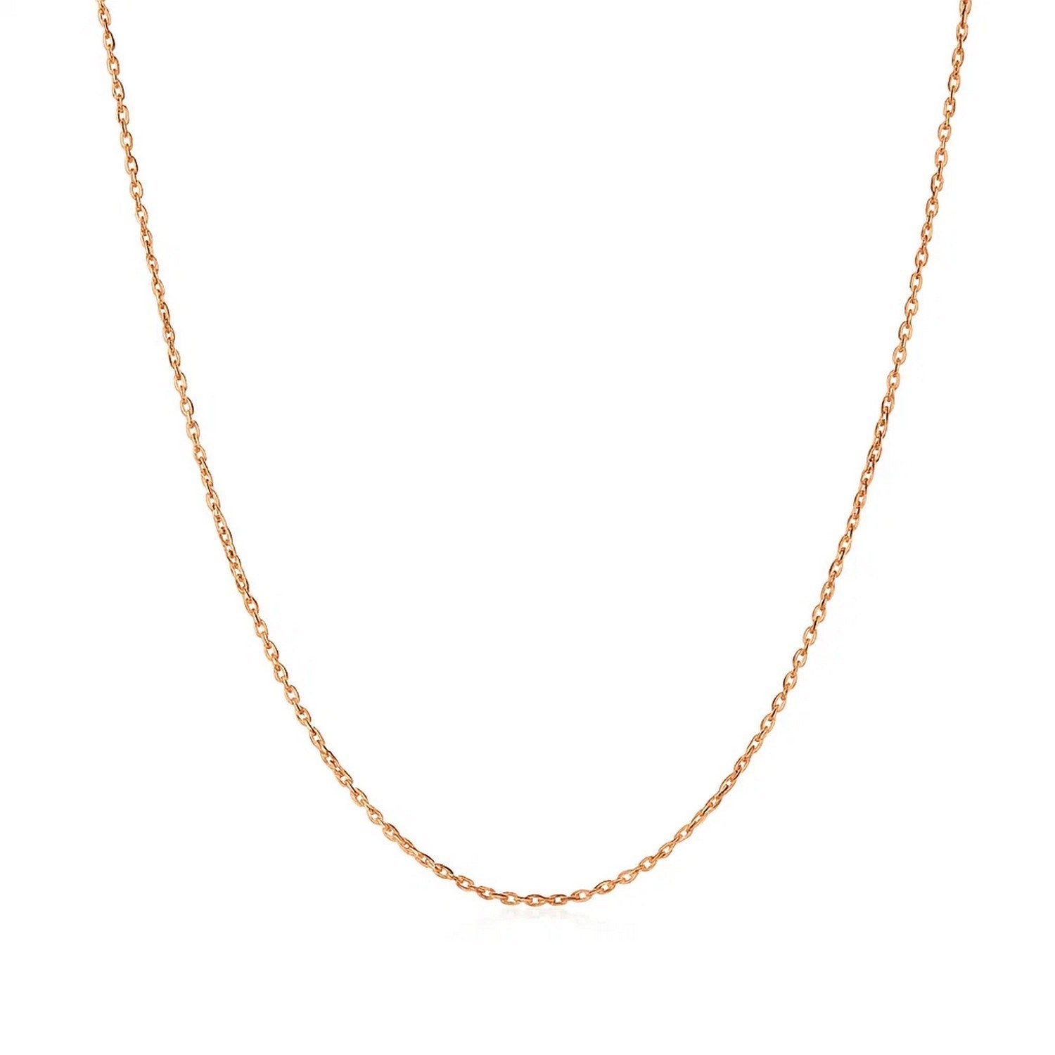 14k Rose Gold Diamond Cut Cable Link Chain 1.1mm Spring Ring