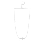 White Gold Sideways Cross Necklace