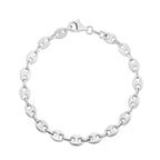 Sterling Silver Rhodium Plated Puffed Mariner Bracelet (3.70 mm)