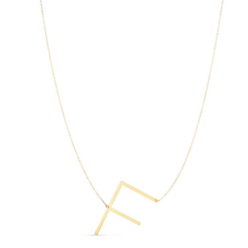 14K Yellow Gold Yours Truly Large Initial F Necklace